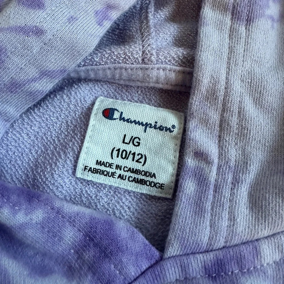 Champion Girl's Tie Dye Pull Over Hoodie | Purple |Size Large (10/12) - Picture 3 of 4